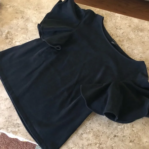 Banana Republic Black Flutter Sleeve Shirt - Picture 4 of 8